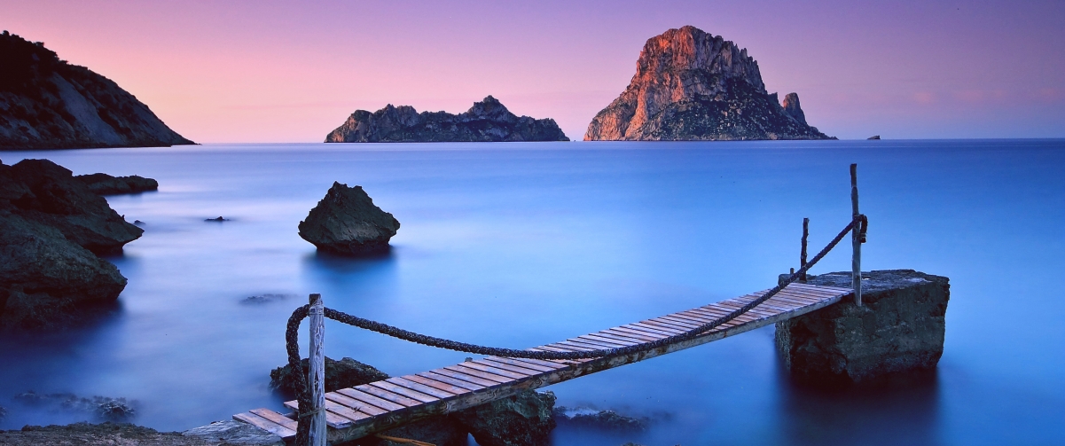 Blue sea sky rock calm