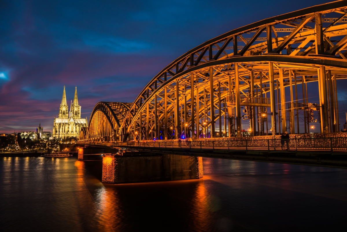 Cologne Church Bridge Evening Scenery