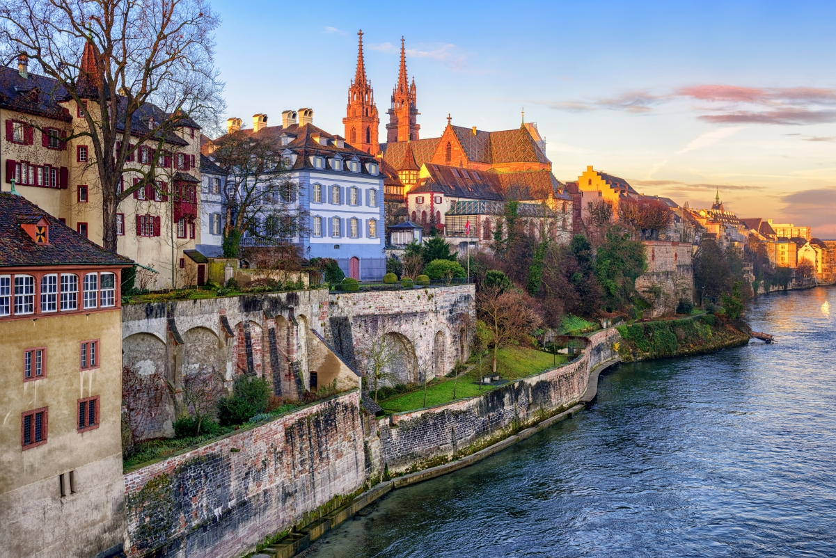 River house Switzerland Basel 4K wind