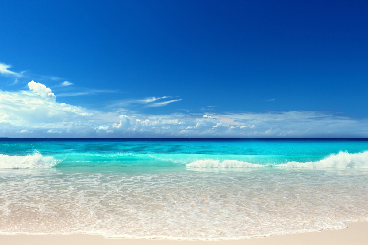 Seascape, ocean, blue, beach, sun
