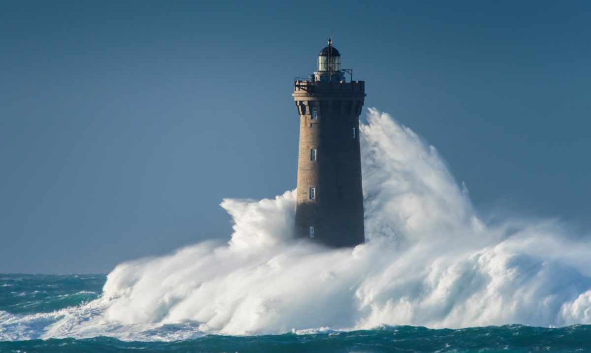 Sea breeze lighthouse ocean waves 4K landscape wall