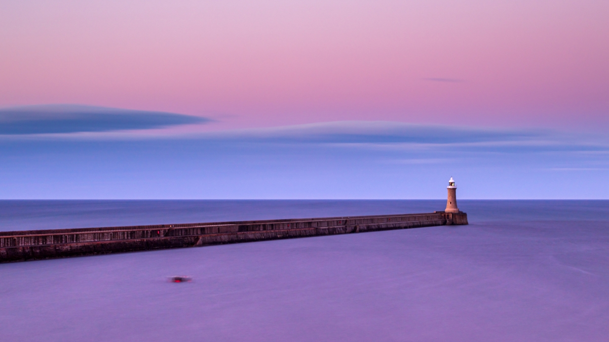 Seaside pier lighthouse 4k landscape wallpaper