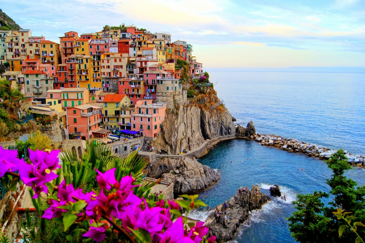 Sea landscape flower coast house
