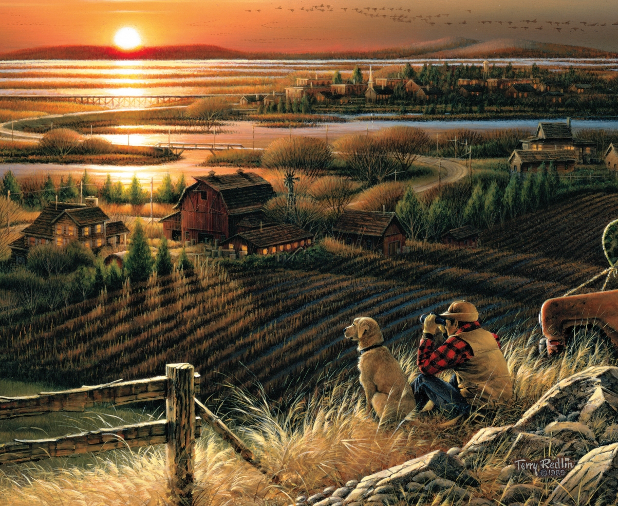 Dog migratory bird house painting good friends