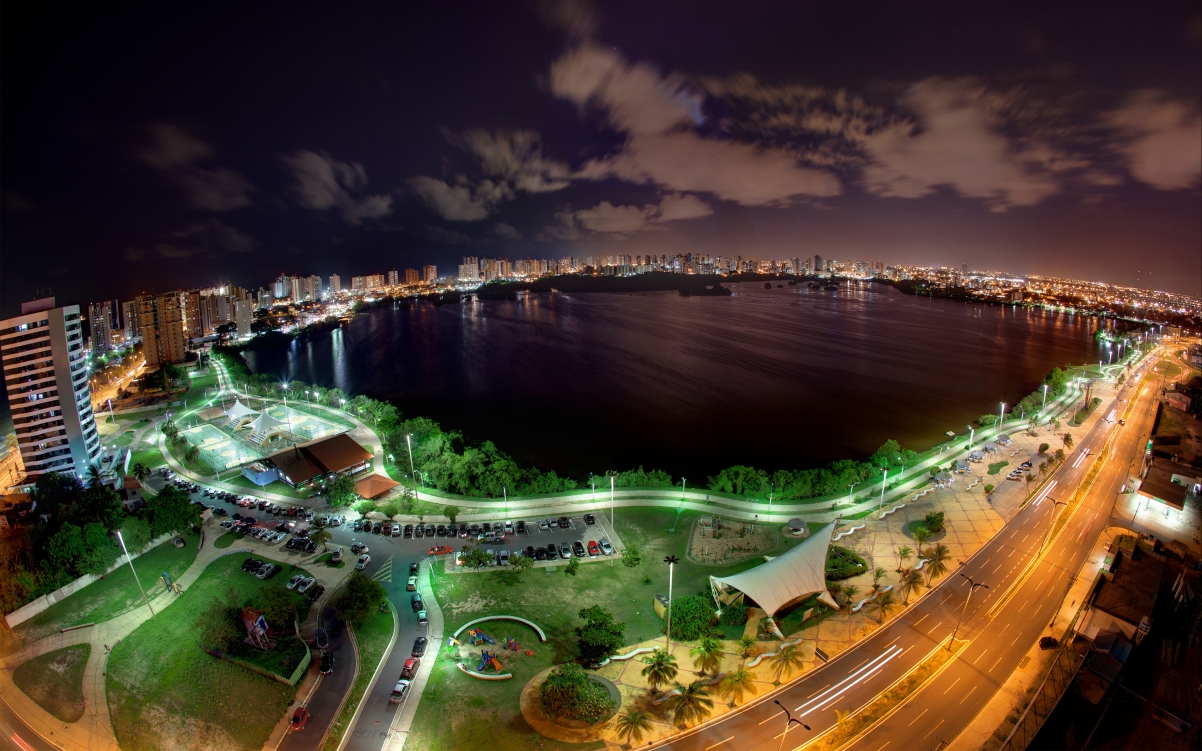 Overlooking the city beautiful night scene 4K wallpaper