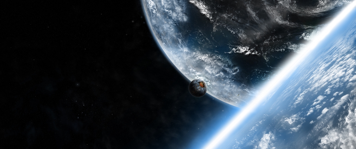 Earth Moon Space 3440x14