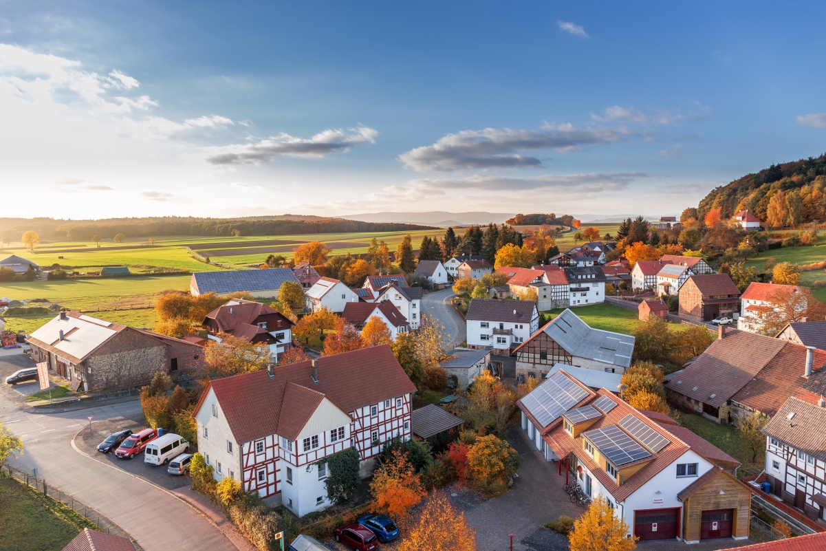 Aerial view of German villages in Hesse