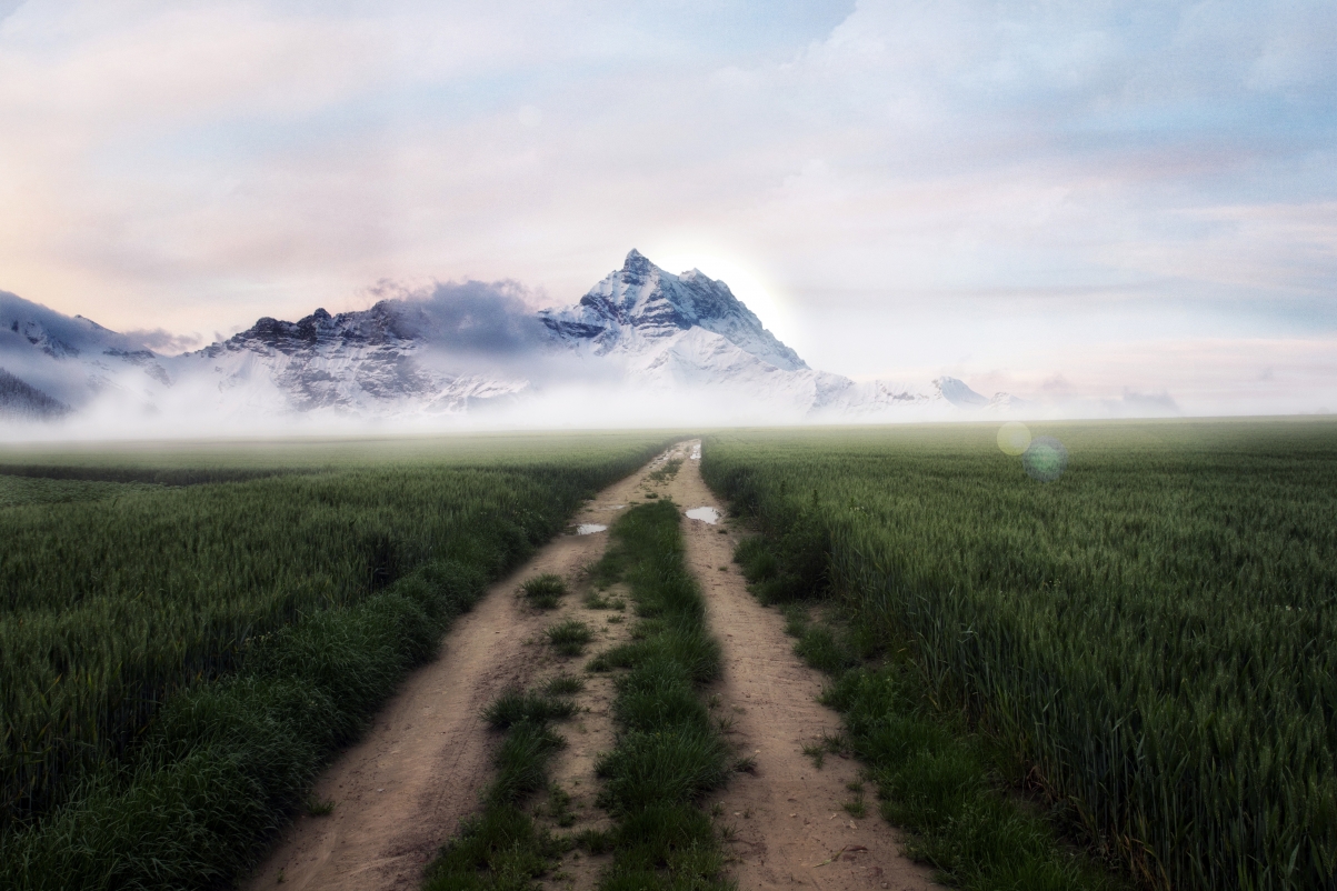 Road fog mountain 5K landscape wallpaper
