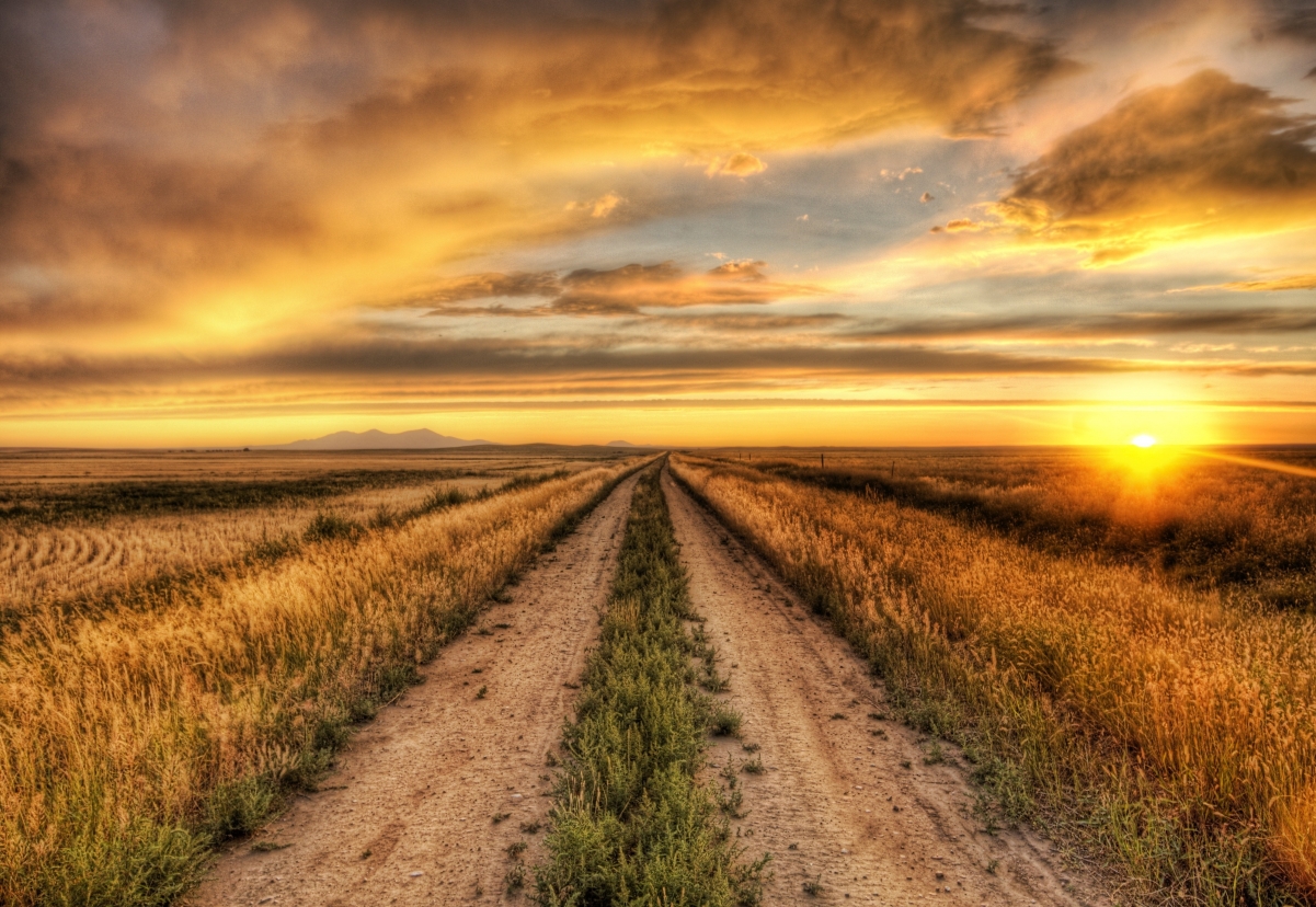 Road sky sun 4K landscape wall
