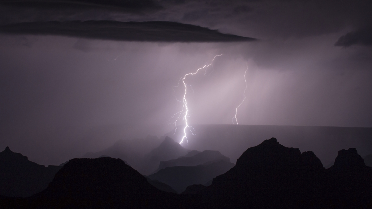 Grand Canyon Lightning Landscape 4K Wallpaper