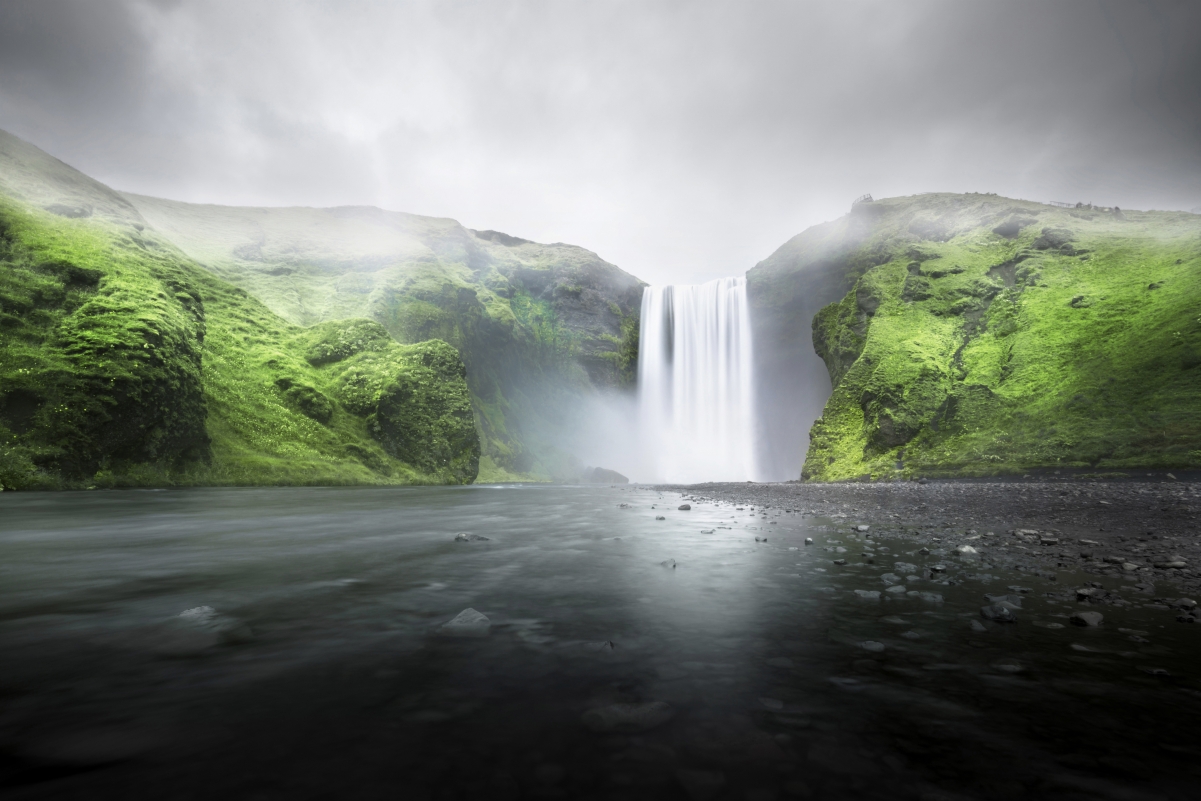 The majestic waterfall 4K landscape wall