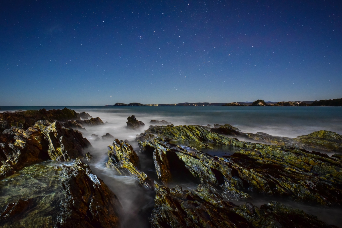 Sea night sky starry sky landscape 4K wall
