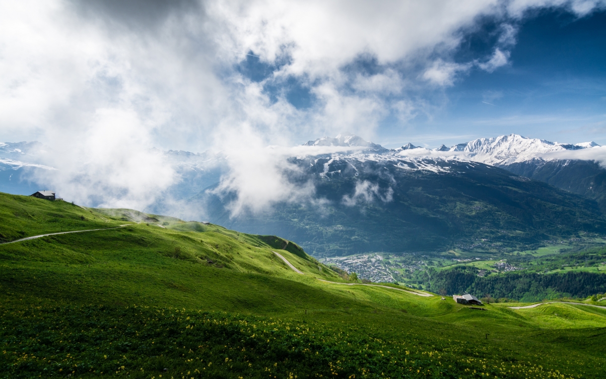 Spring mountain landscape nature mountain sky