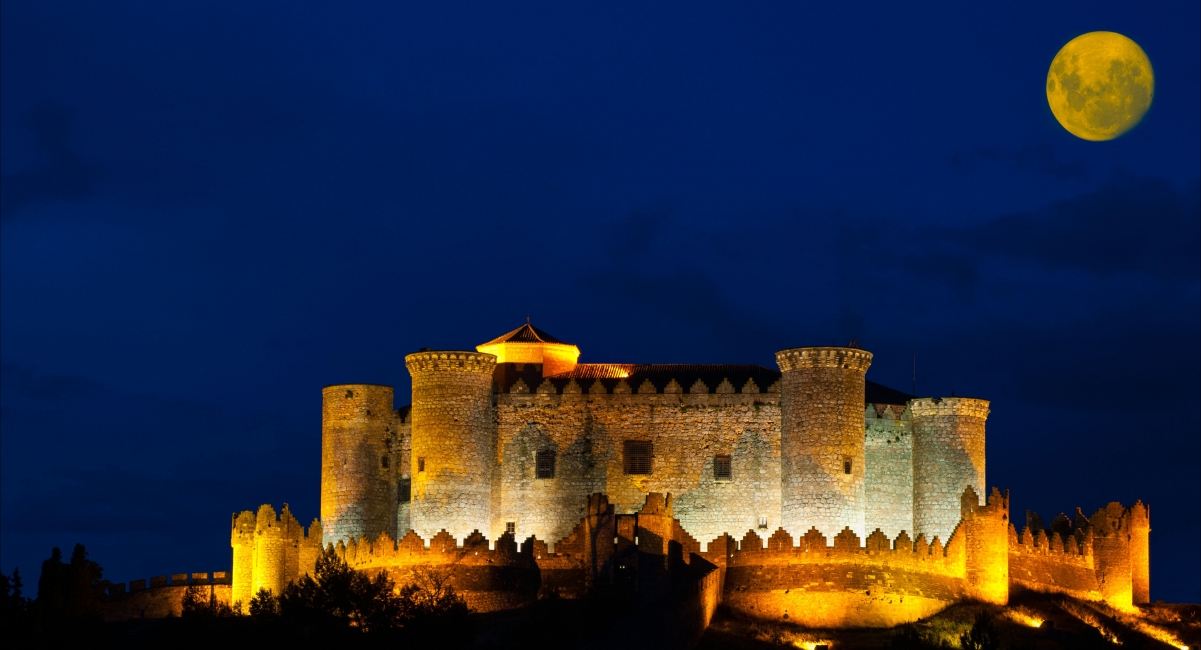 Castle night moon 4K landscape wall
