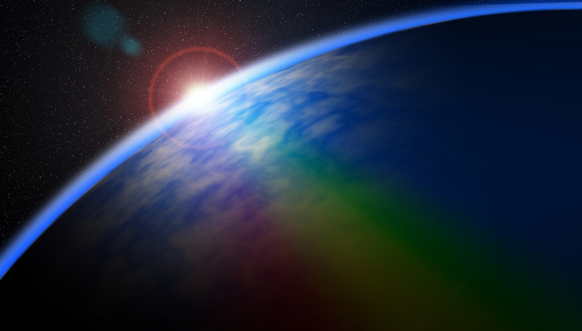 Rainbow space stars planets day