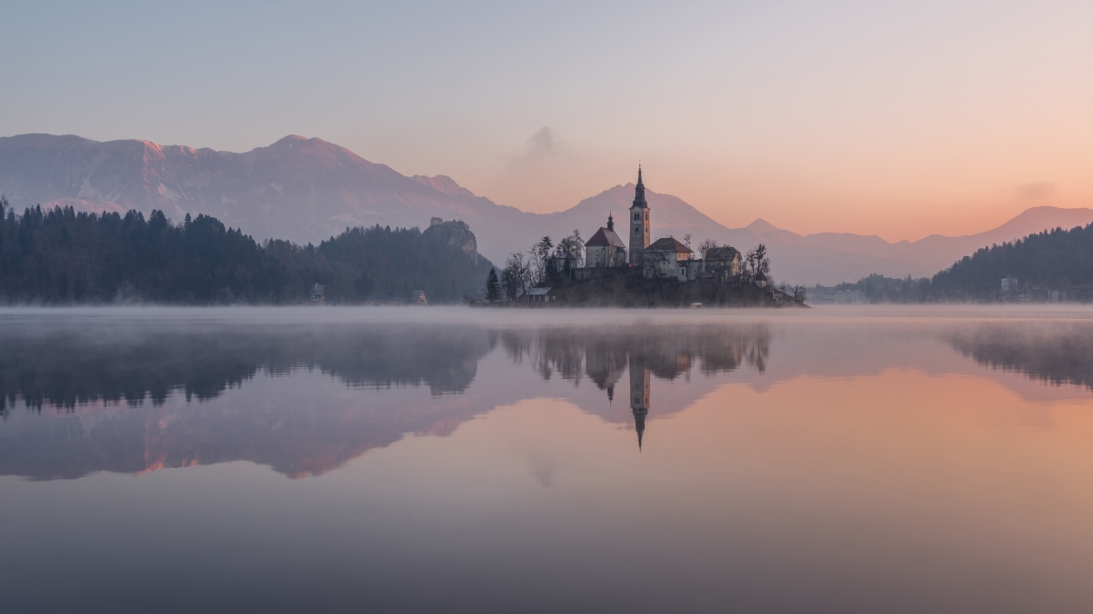 Bled Winter Lake Sloveni