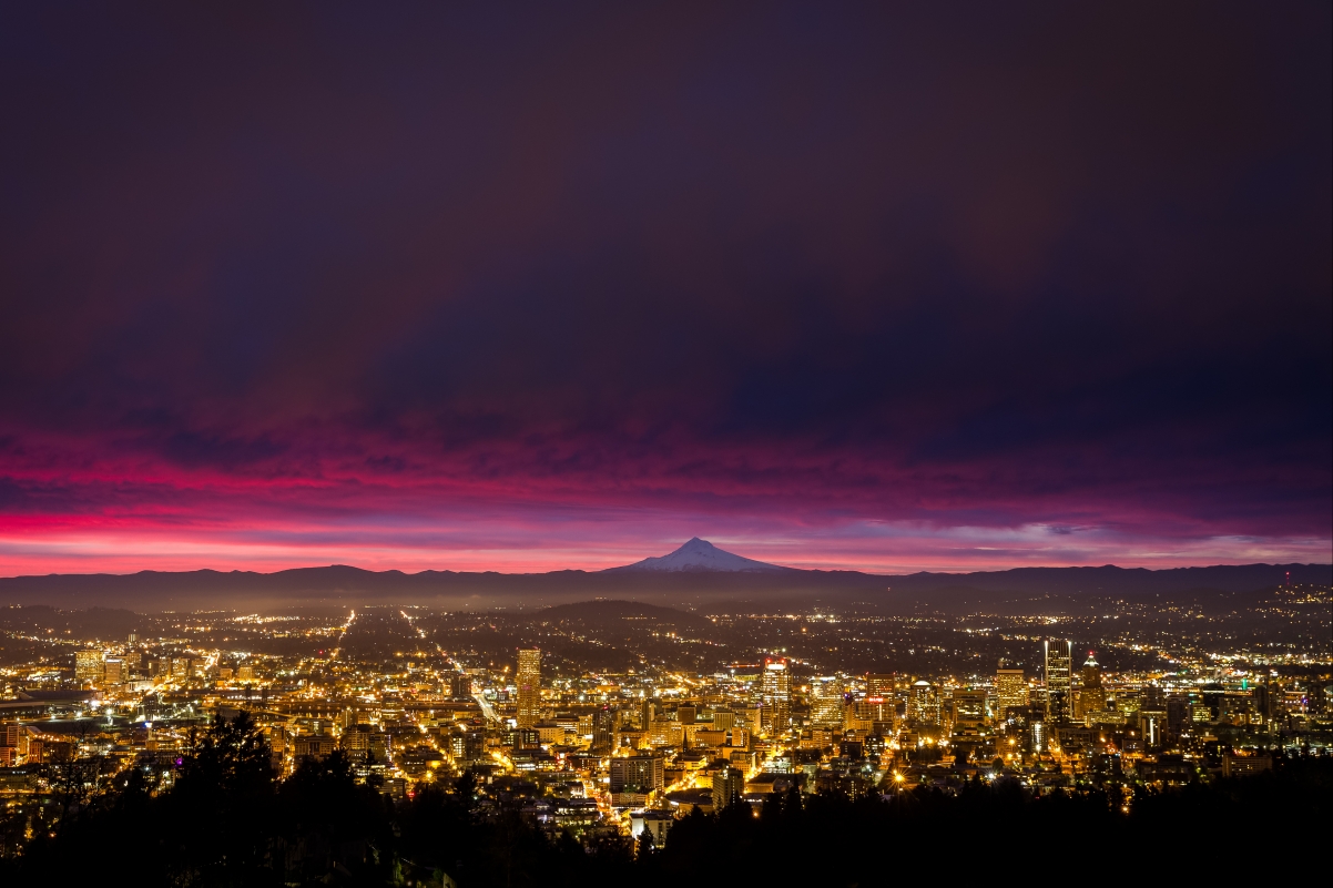 Portland Sunrise Landscape 4K Wallpaper