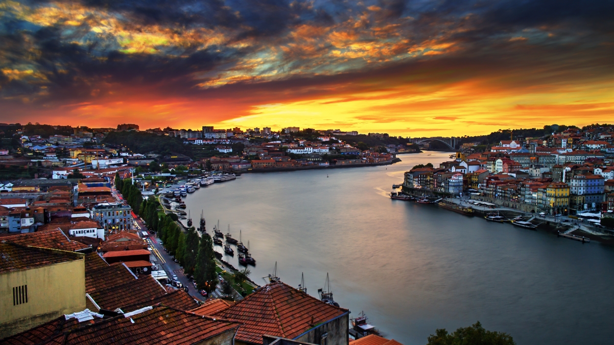 Porto sunset landscape 4K wallpaper