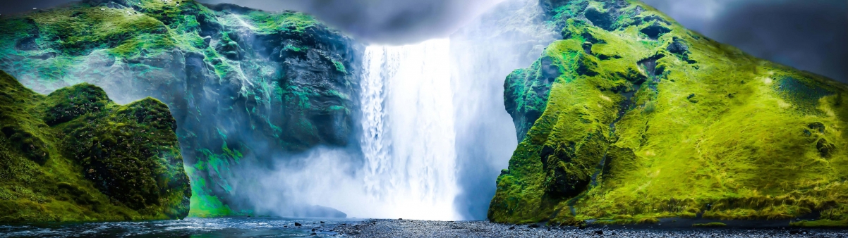 Iceland waterfall landscape 3840x1080 wall