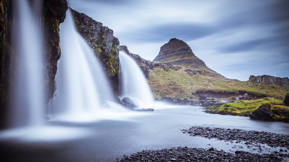 Iceland waterfall scenery 4k wallpaper