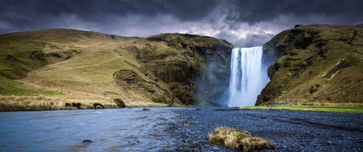 Iceland skogafoss waterfall 3440x