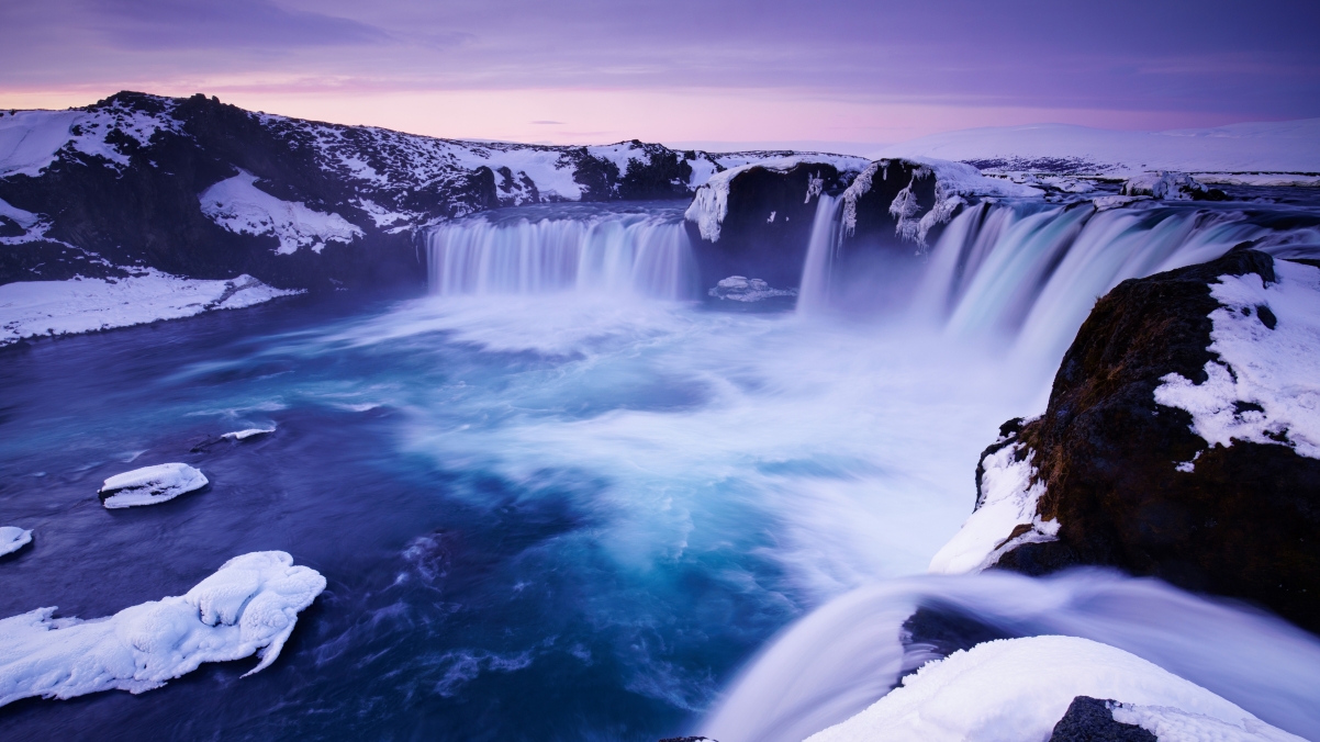 Iceland Godafoss waterfall 4k landscape