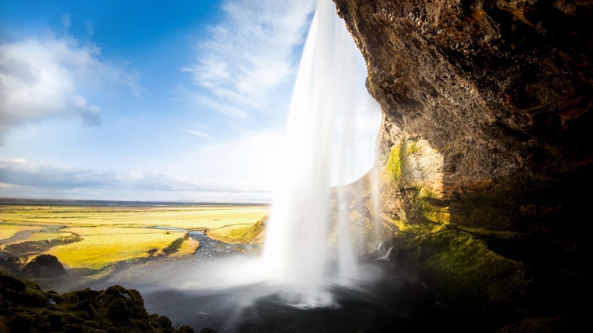 Iceland Mountain Waterfall Landscape 4K Wallpaper