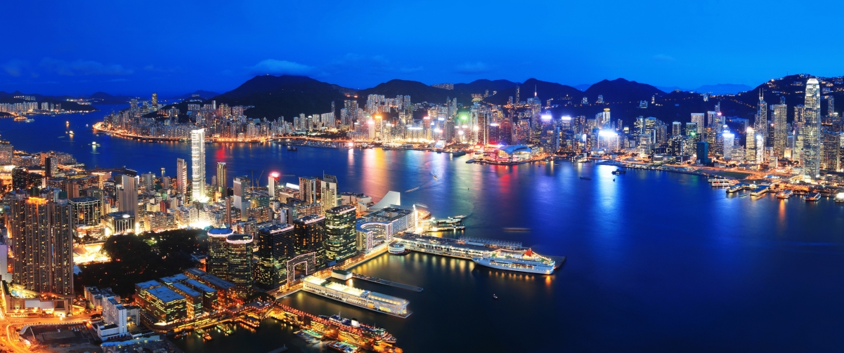 Beautiful view of the seaside port city in the evening 34