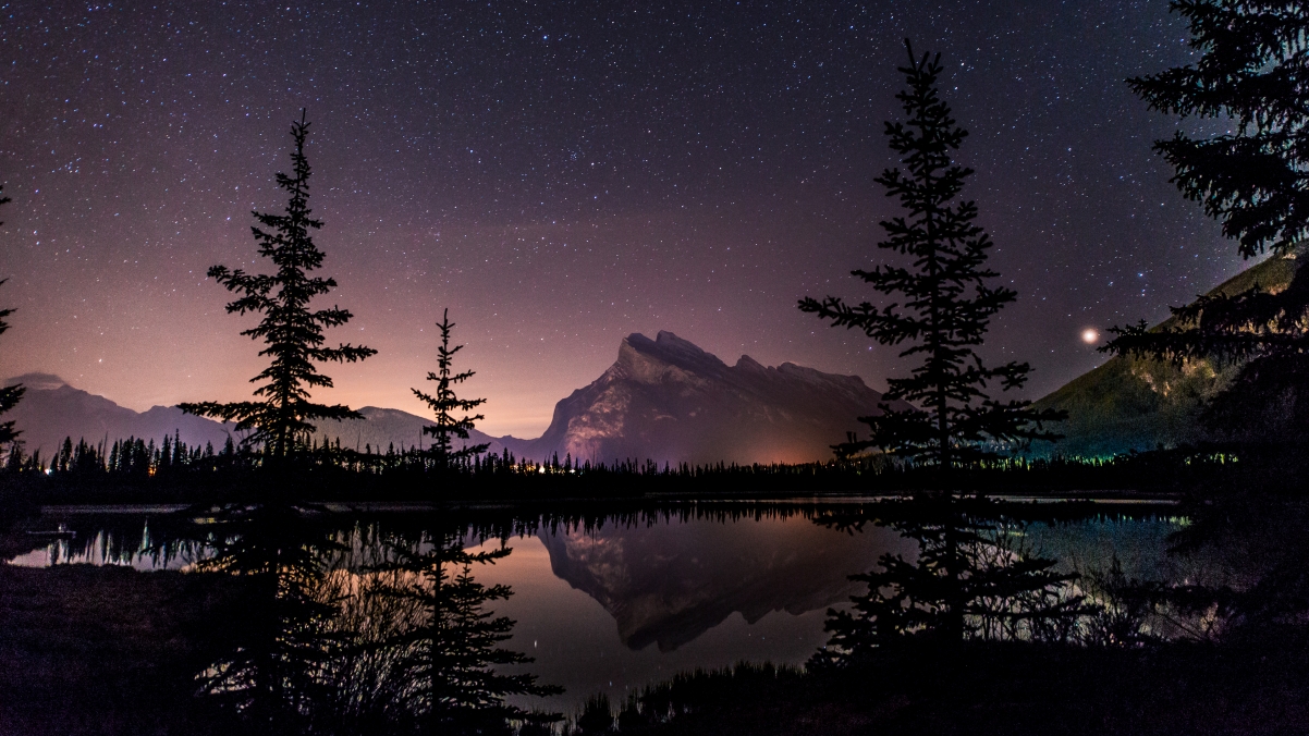 Calm water of Banff National Park Lake