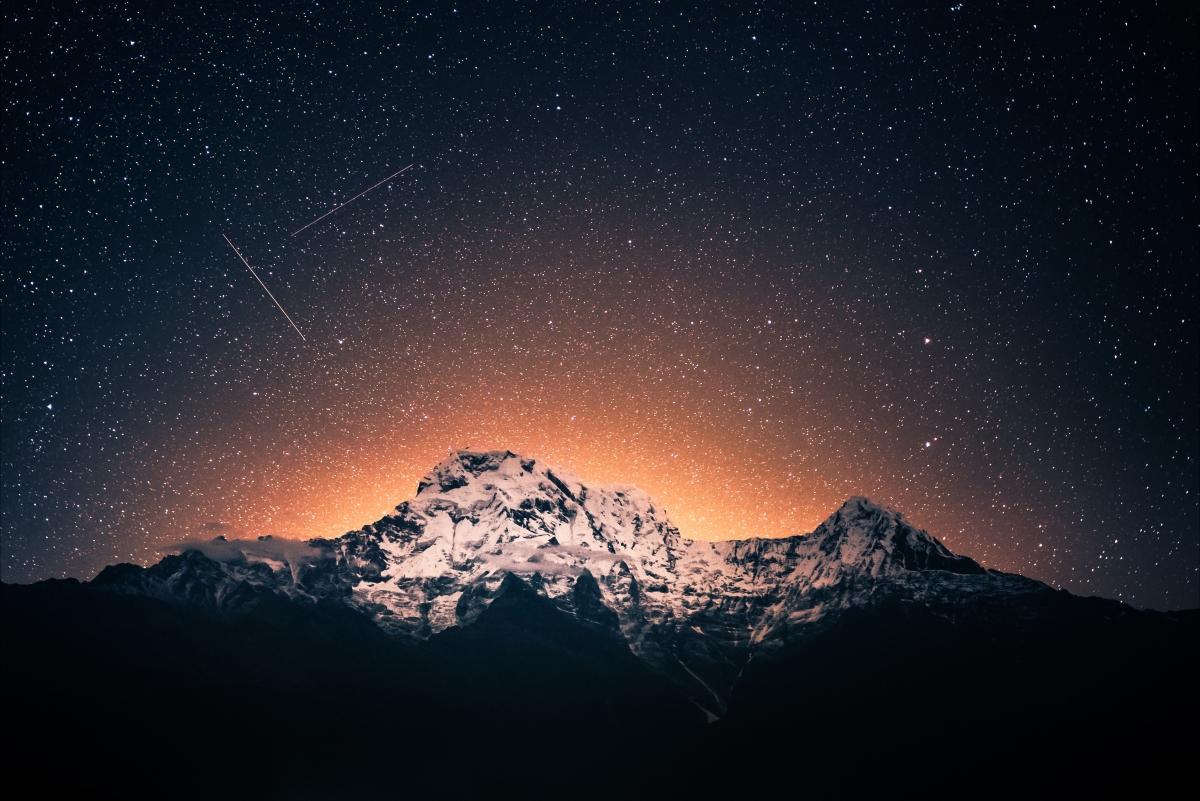 Annapurna mountain night starry sky
