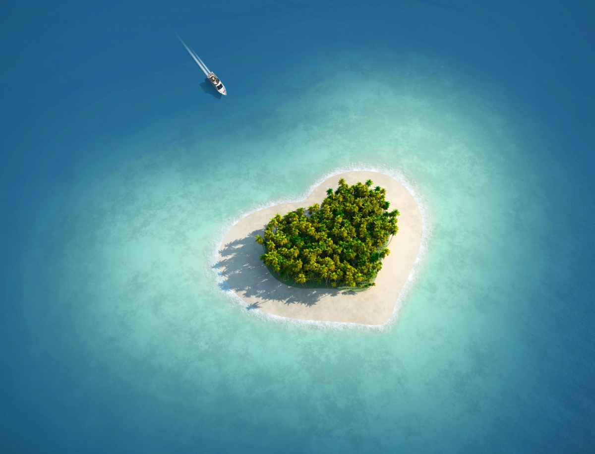 Love island, island, love, heart-shaped small