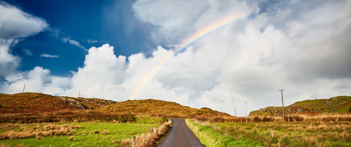 Irish rainbow landscape 3440x144