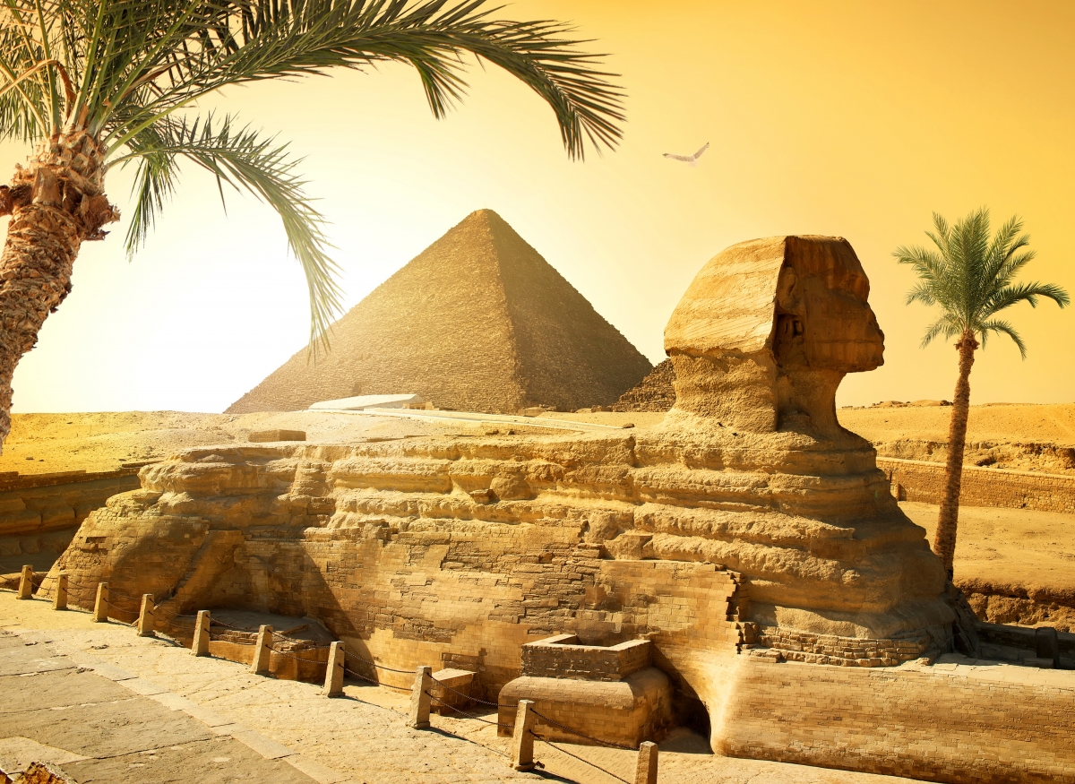 Egypt, desert, pyramids, sphinx
