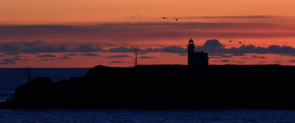 Alago Lighthouse Sunset 3440x144
