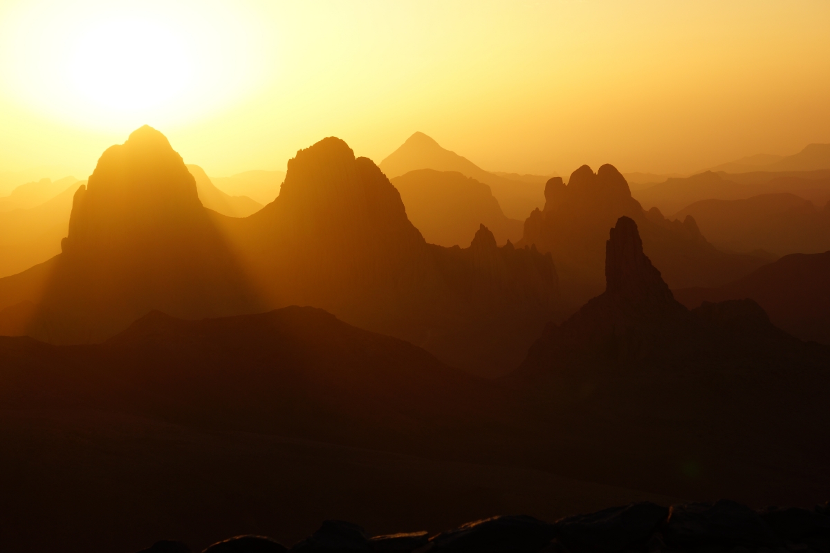 Ahagar mountains sunrise 6k landscape