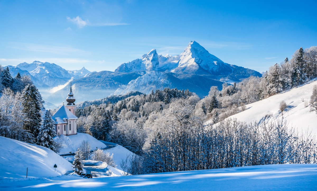 Alps, winter, snow, map