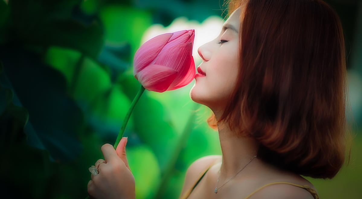 Vietnamese girl beauty sunny lotus