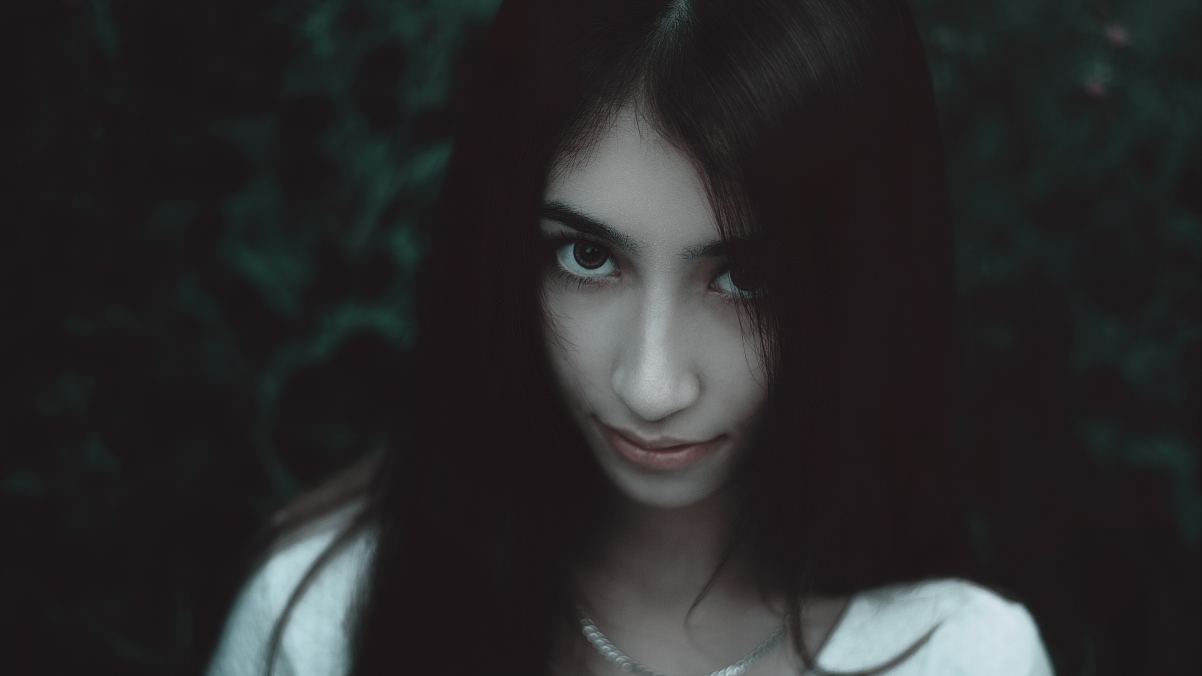 Portrait of a girl eyes mouth