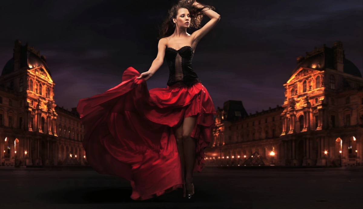 Night city short skirt sexy beauty 4K wall