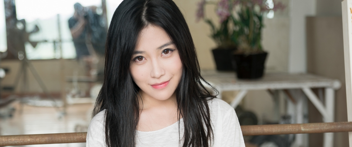 Promising Sabrin long-haired smiling beauty