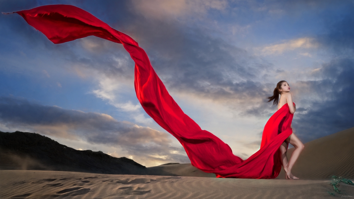 Sexy beauty red ribbon desert 5