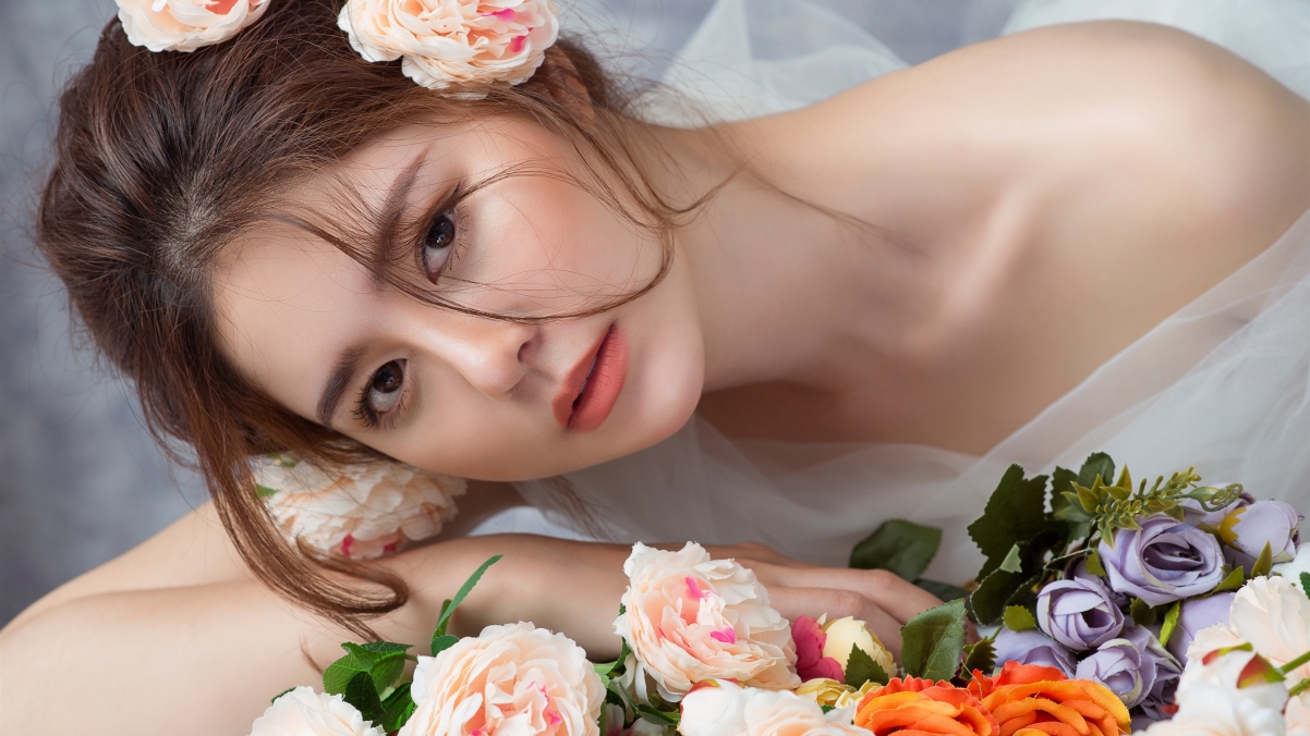 Bride rose strapless 4k beauty wall
