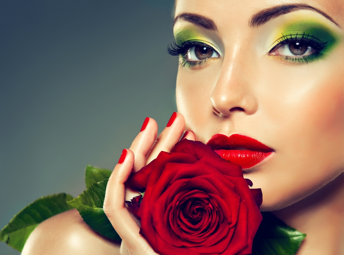 Flowers roses beauty eyes lips