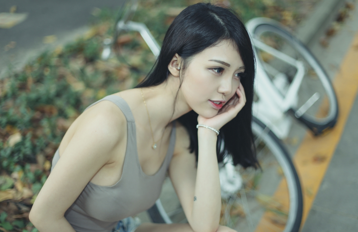 Summer bike cute long hair sex