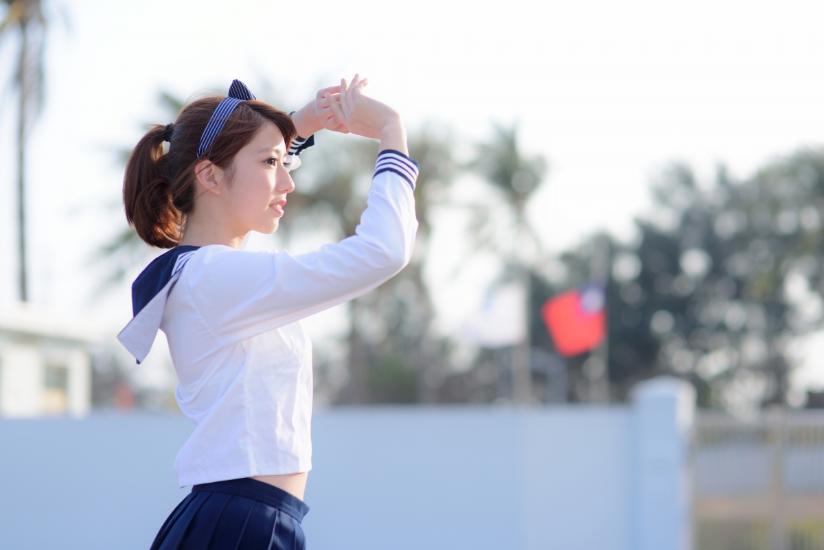 Cute girl in sailor suit 4k wallpaper