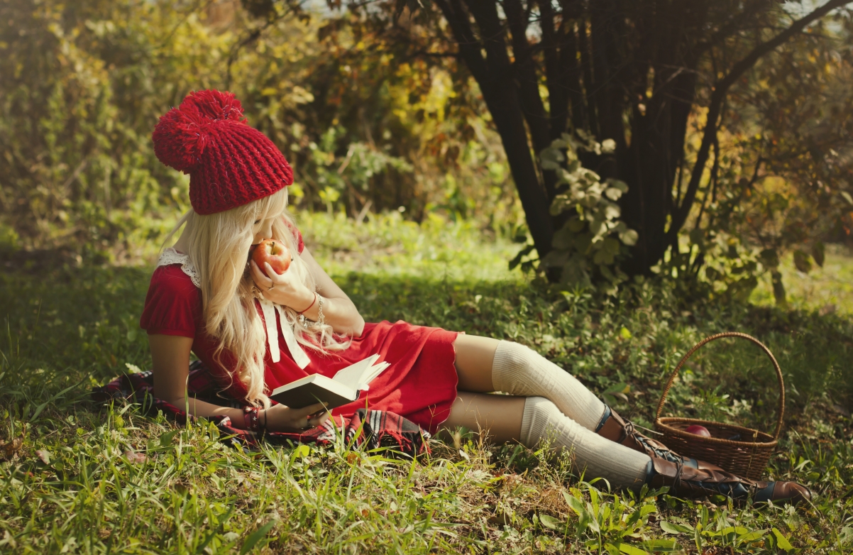 Forest girl red hat red