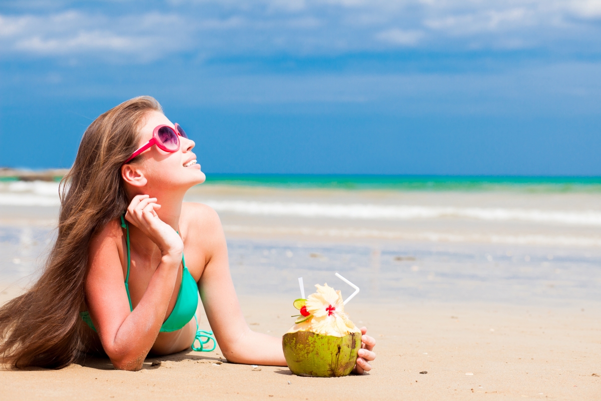 Beach swimsuit brown hair bikini beauty