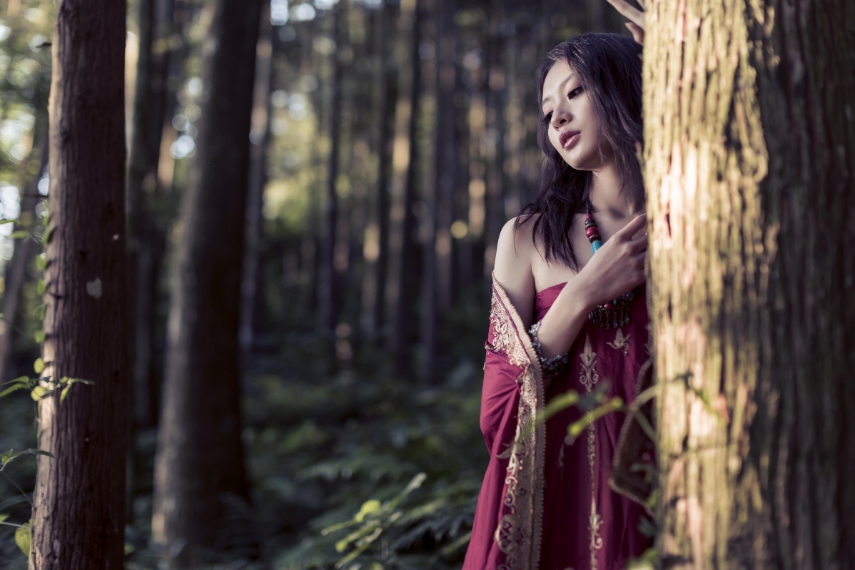 Forest Nature Girl Beauty 5K Wallpaper
