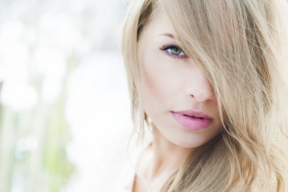 Girl blond sexy long hair beauty