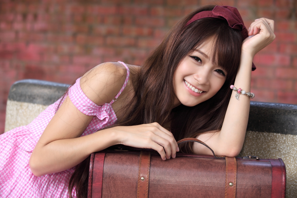 Girl face hair smile pink